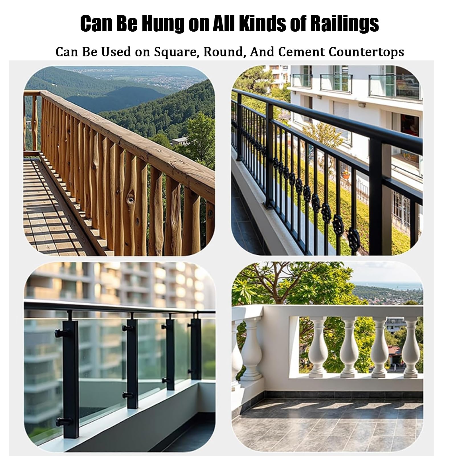 Tavolino Da Ringhiera Balcone Pieghevole Legno, Tavolino Da Balcone Pieghevole Spessore Ringhiera Da 3-10 Cm Estensione a Parete Sospeso per Giardino Con Patio (Wood, 60cm)