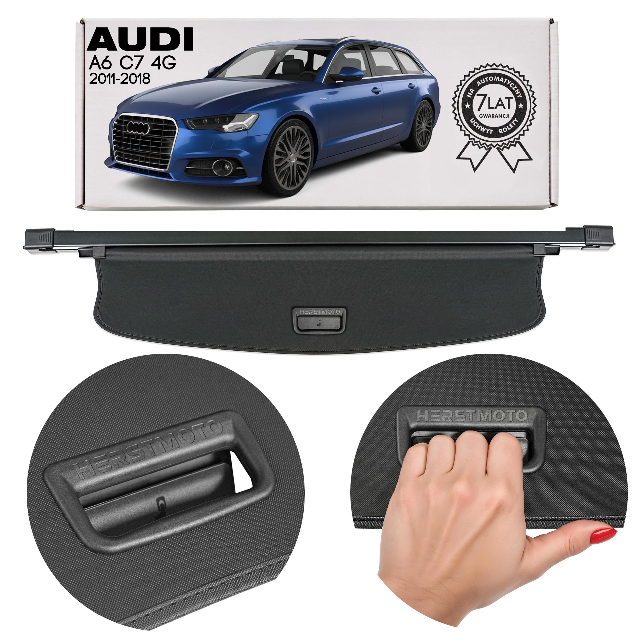 Kofferraumabdeckung Laderaumabdeckung mit Halterungen – Kofferraum Rollo Gepäckraumabdeckung passend für Audi A6 / S6 C7 4G 2011-2018 Avant 4G9863553B