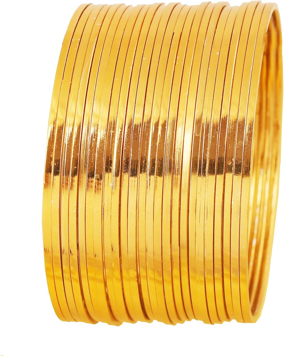Touchstone Golden Bangle Collection Indian Bollywood Desire Stunning Look Finely Cut Edges Tango Tune Depiction of Fine Jewelry Designer Bangle Bracelets Set of 24 in Gold Tone for Women.