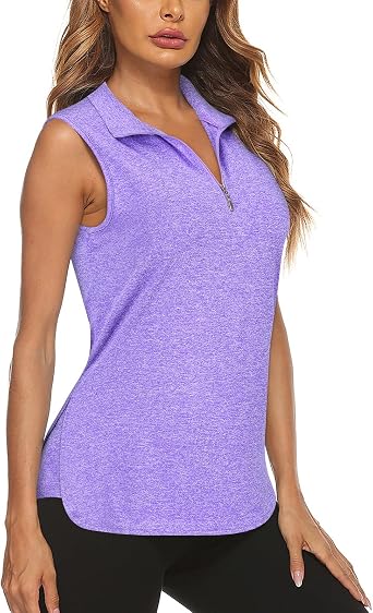 Koscacy Womens Golf Shirts Tank Tops for Women 2026 Loose Fit Sleeveless with Collar Yoga Athletic Running Shirts