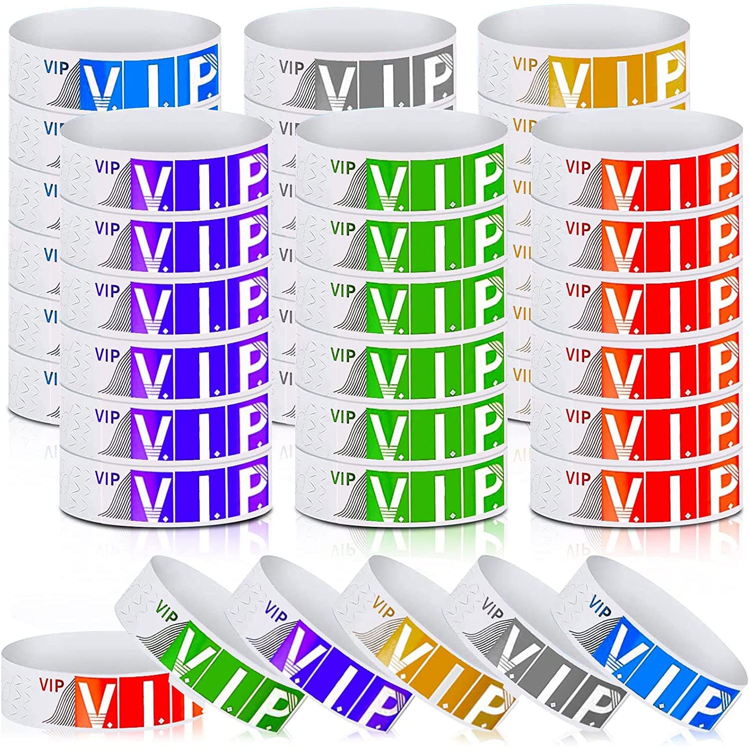 TERRIFI VIP Paper Wristbands for Events 600 Pack Neon Colored Wrist Bands Waterproof Hand Bands, Lightweight Event Adhesive Wristbands for Party Club Events, 0.79 x 10 Inch
