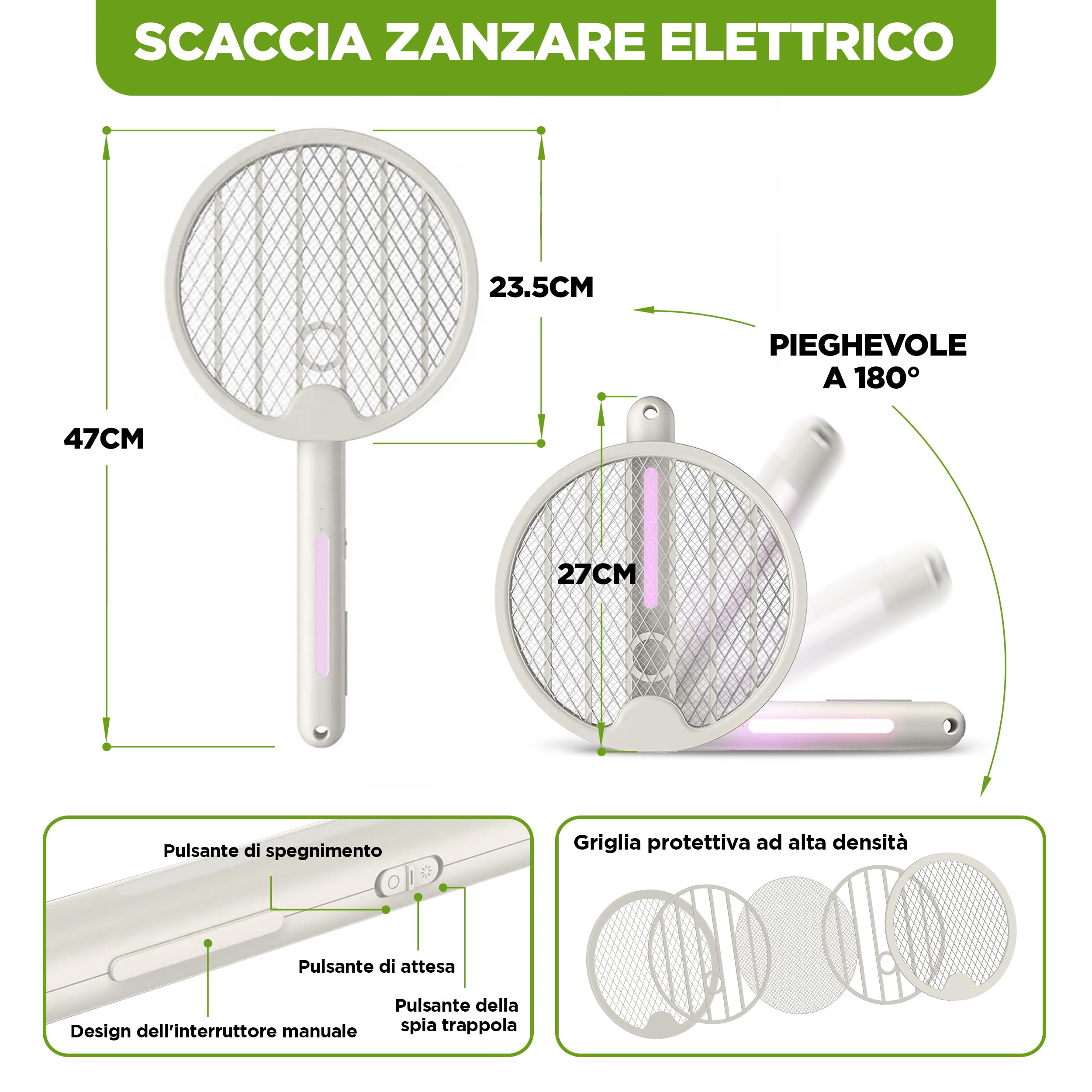 ISOTRONIC scacciamosche elettrico protegge zanzare falene trappola luce UV pieghevole trasporto montaggio parete insetticida interno esterno 1 pezzi efficace difesa stop insetti ricaricabile casa