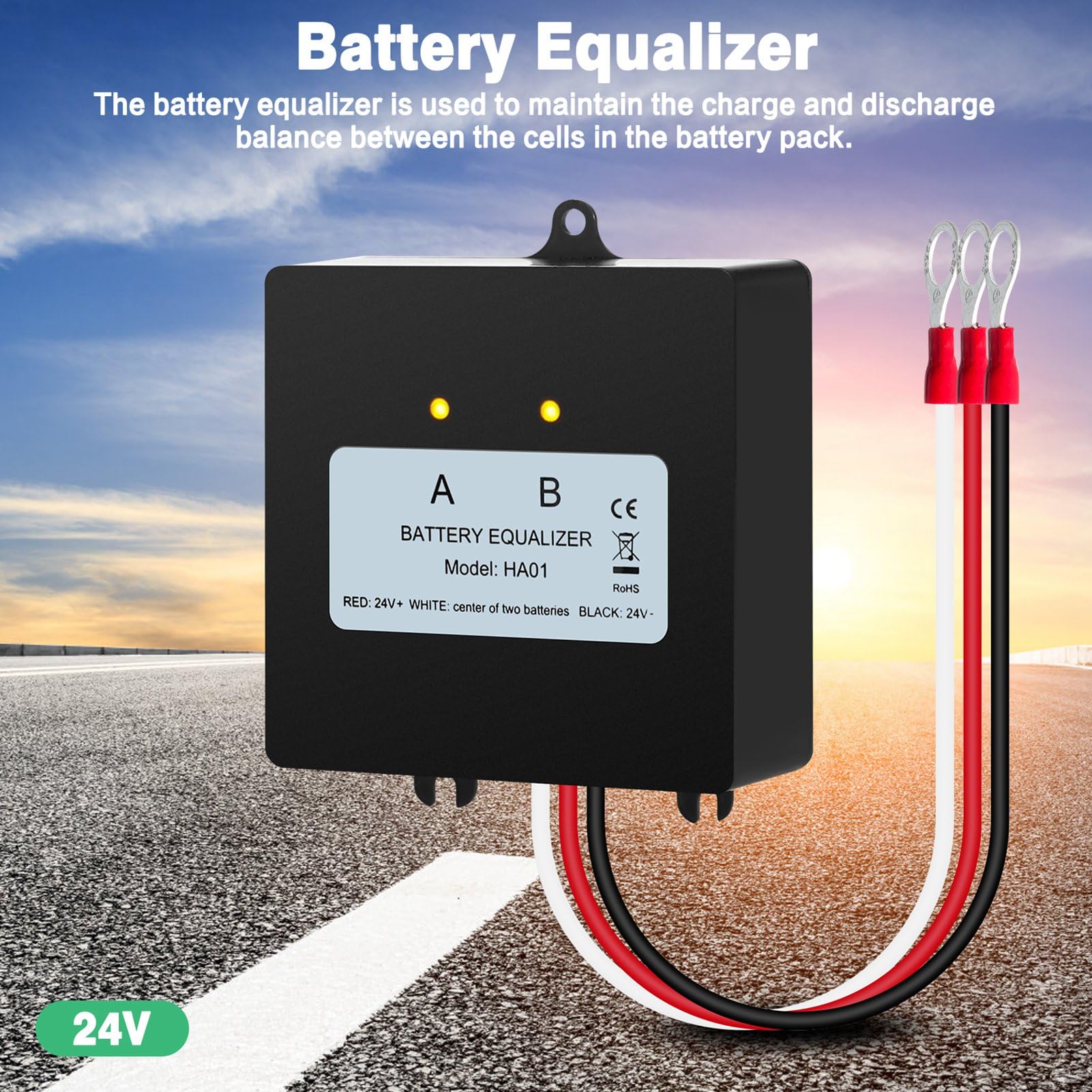 Equalizzatore di tensione della batteria, equalizzatore avanzato della batteria da 24 V - Bilanciatore di tensione intelligente per una manutenzione ottimale della batteria nei veicoli e nei sistemi
