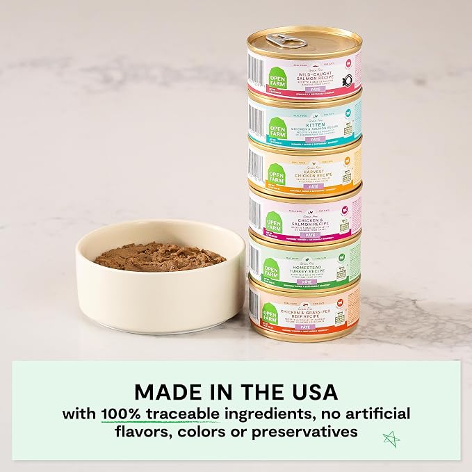 Comida enlatada para gatos Open Farm, Pate, Salmón, 5.3 oz, caja de 12 miniatura 6