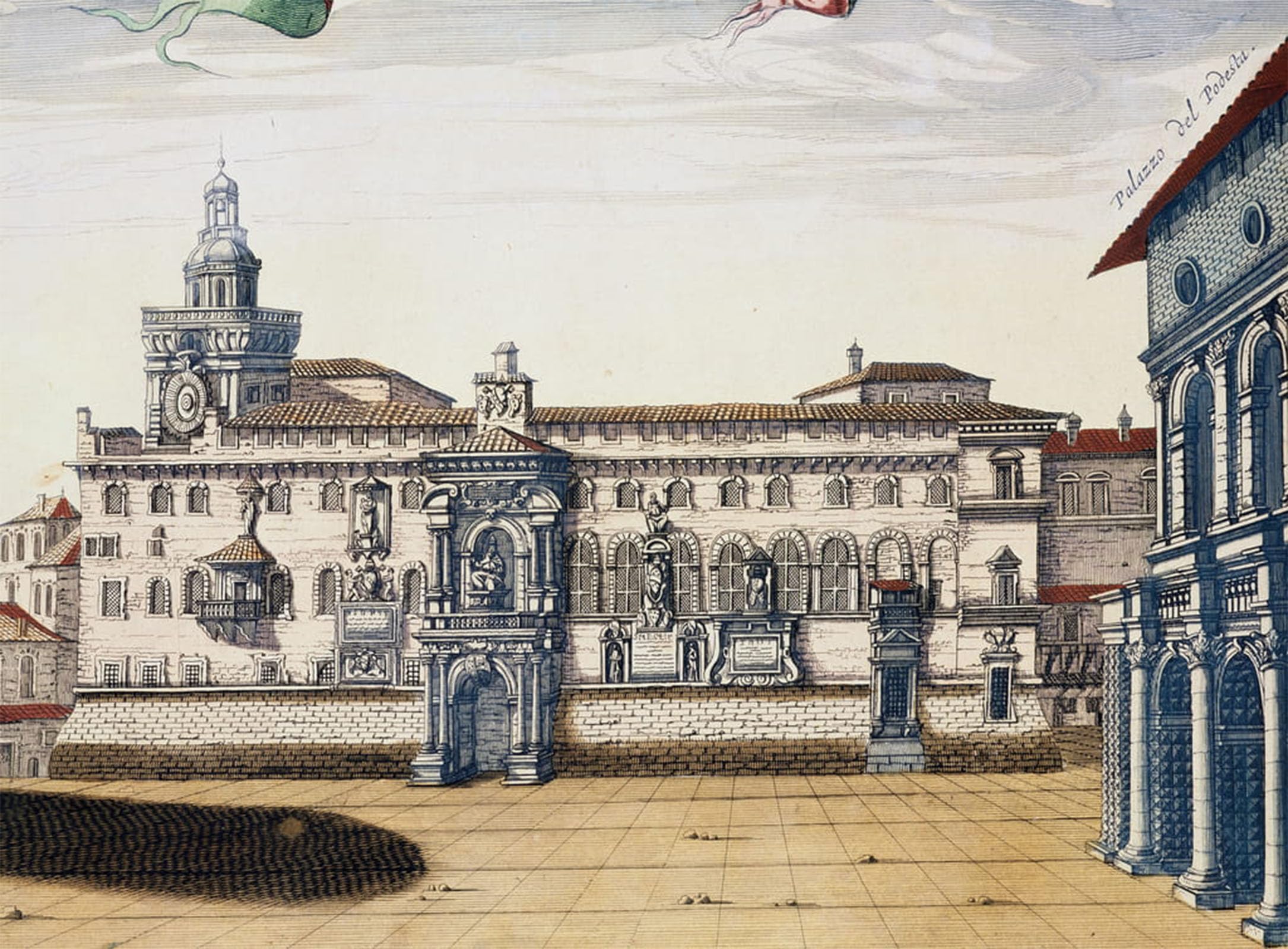 POSTERIIk Famous Print Pop Art Wall Art Graffiti View of Old Square in Bologna by Joan Blaeu Art Prints for Home Decor 60x90cm