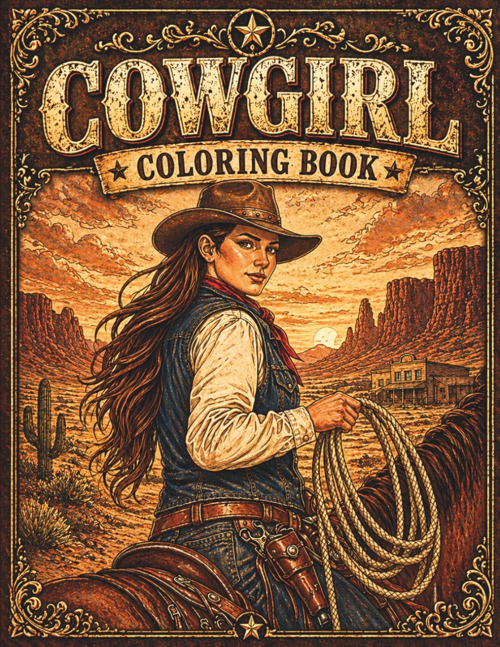 Cowgirl Coloring Book For Adults: Horses, Western Landscapes, and Country Living for Adventure (Western Coloring Books)