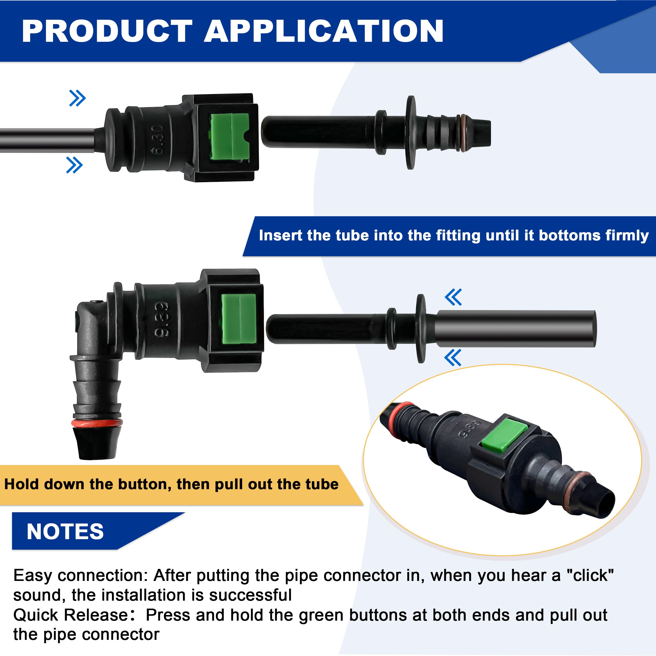 Kit di riparazione per tubo del carburante, 8 set di raccordi rapidi in nylon per tubo del carburante, raccordi a gomito dritto, sostituzione adattatore per tubo carburante automobilistico