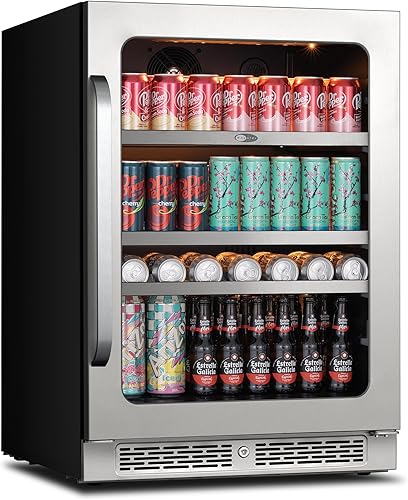Whynter Refrigerador de bebidas de 24 pulgadas con puerta de vidrio, 140 latas bajo encimera o independiente (5.65 pies cúbicos)