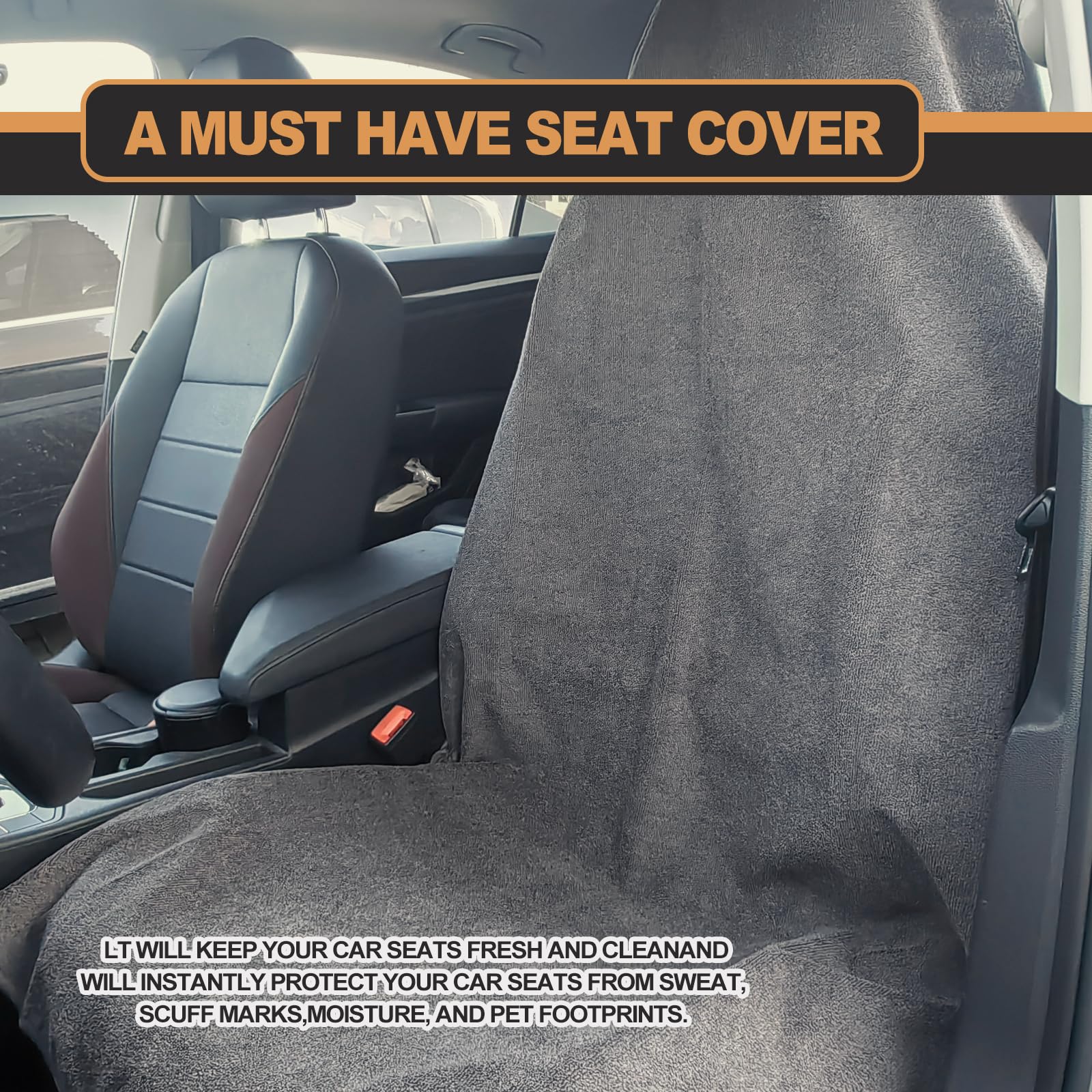 Waterproof Sweat-wicking Towel Cloth Car Seat Cover Full-Wrapped Washable Seat Protector For Repair/Beach Swimming/Sports Fitnes