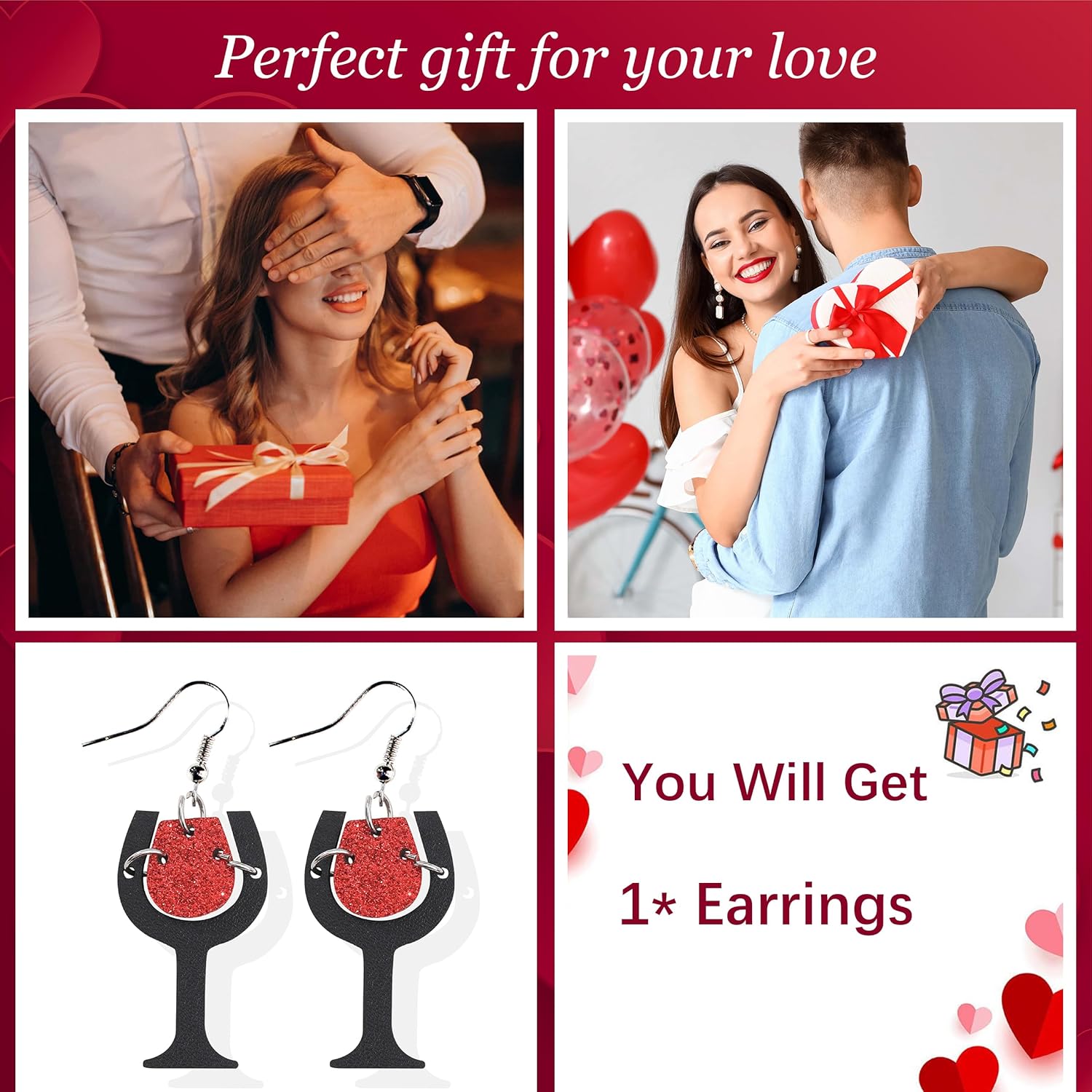 Valentines Day Earrings for Women Red Heart Earrings Love Envelope Dangle Earrings Cute Bear Earrings Valentines Day Accessories for Women Valentine's Day Gifts for Her - Image 5