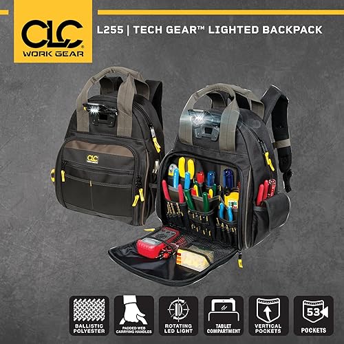 Miniatura 2 de Custom Leathercraft Mochila con luces y 53 bolsillos tecnológica L255