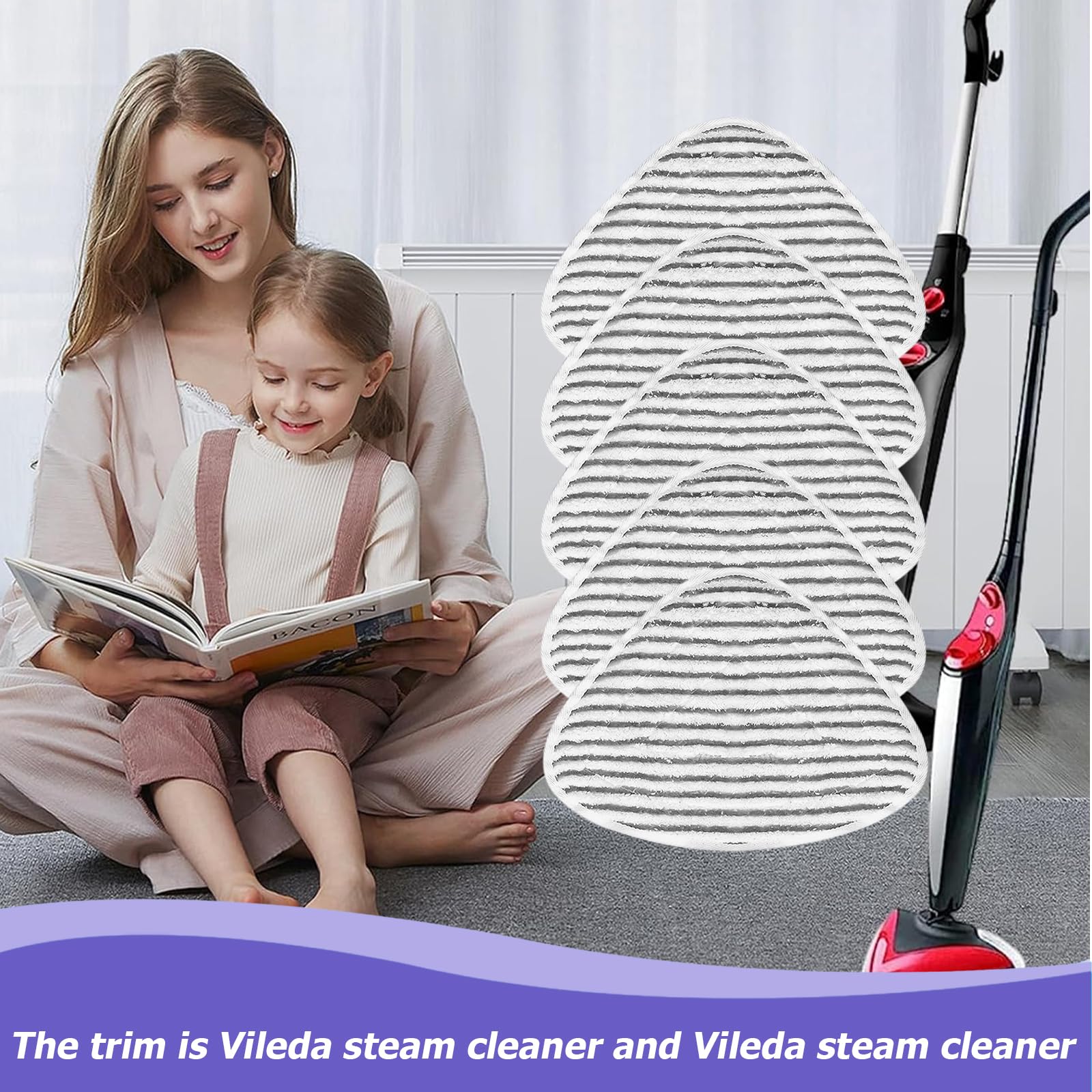 5 stuks stoomreinigers vervangende hoes voor Vileda Steam stoombezem, doeken voor vloerwissers, vervangende hoes, Steam vervangende hoes compatibel met Vileda vangen, vuil, stof en afzettingen van je