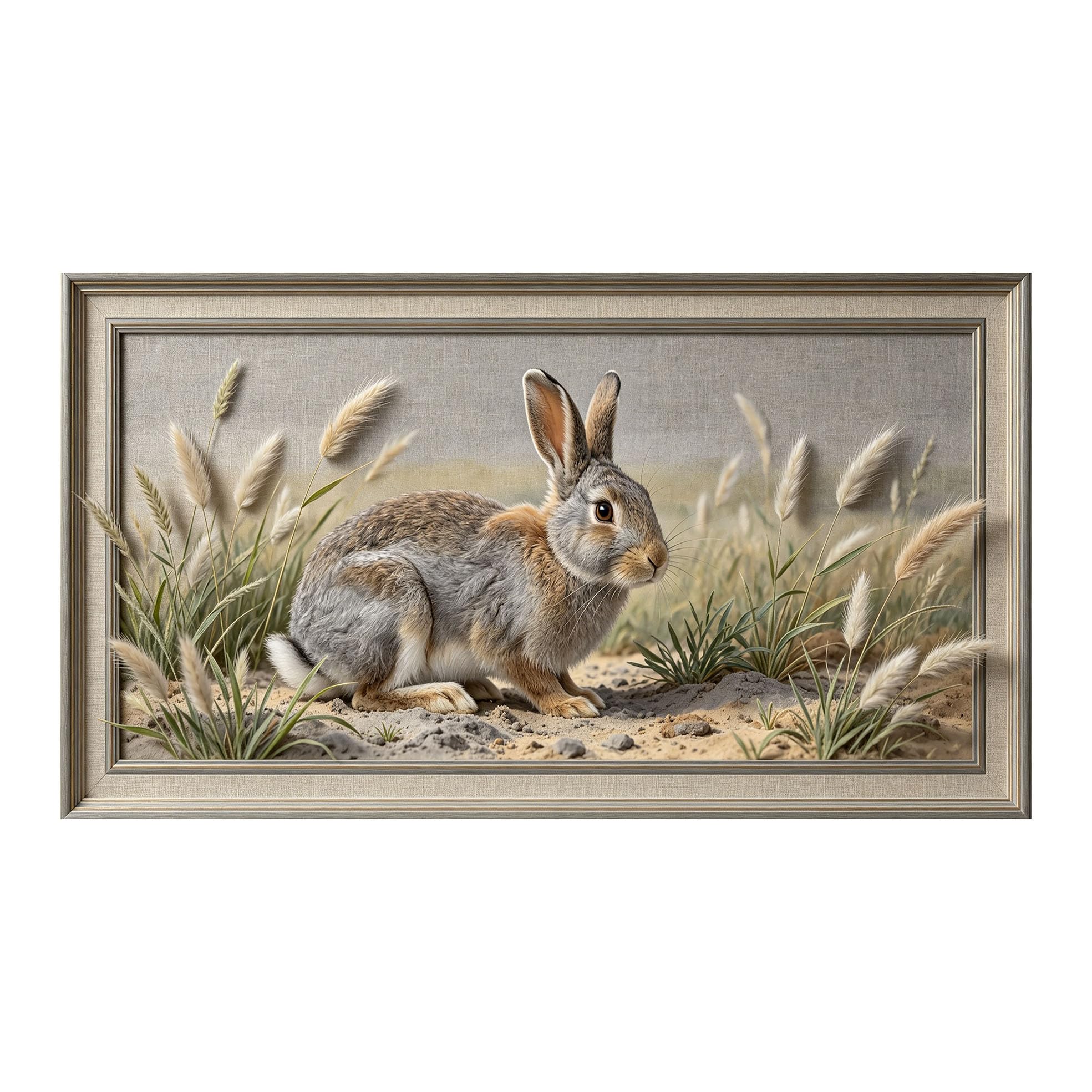 Yzpallescene 3D 3D Framed Wall Art 50cm×90cm Realistic Rabbit Meadow Landscape Oil Painting Large Size SelfAdhesive Removable Wall Decor Prints Artwork for Living Room Bedroom Office
