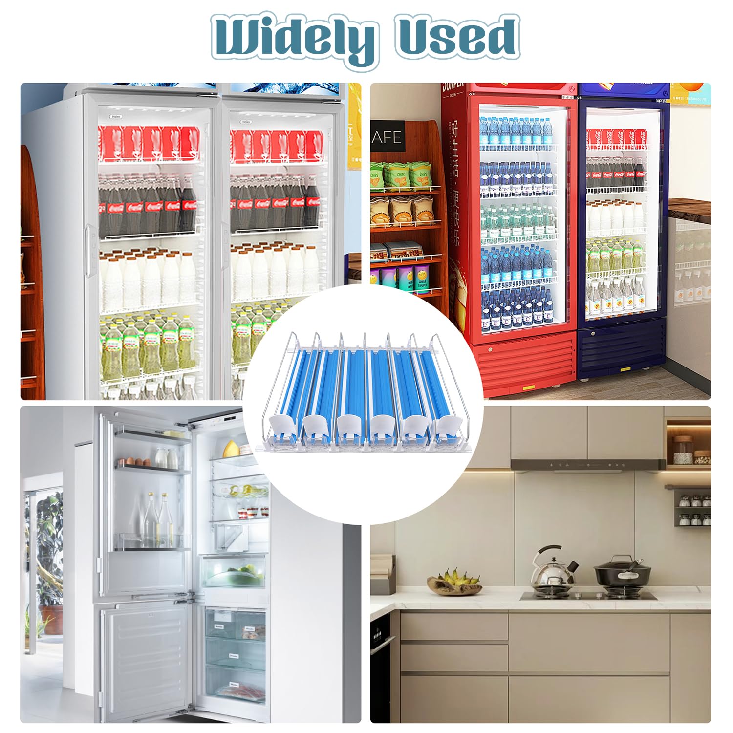 Organizador De Bebidas Para FrigoríFico, Dispensador De Latas De Refresco De 18,9 X 15,0 X 3,1 Pulgadas Para FrigoríFico, Dispensador De Bebidas Con Deslizador AutomáTico (Azul)