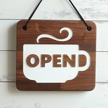 Amazon | ウォールナット横22cmカップ型 営業看板 木製 金具付