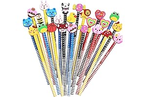 28PCS Kids Pencils with Fun Fruit & Animal Erasers