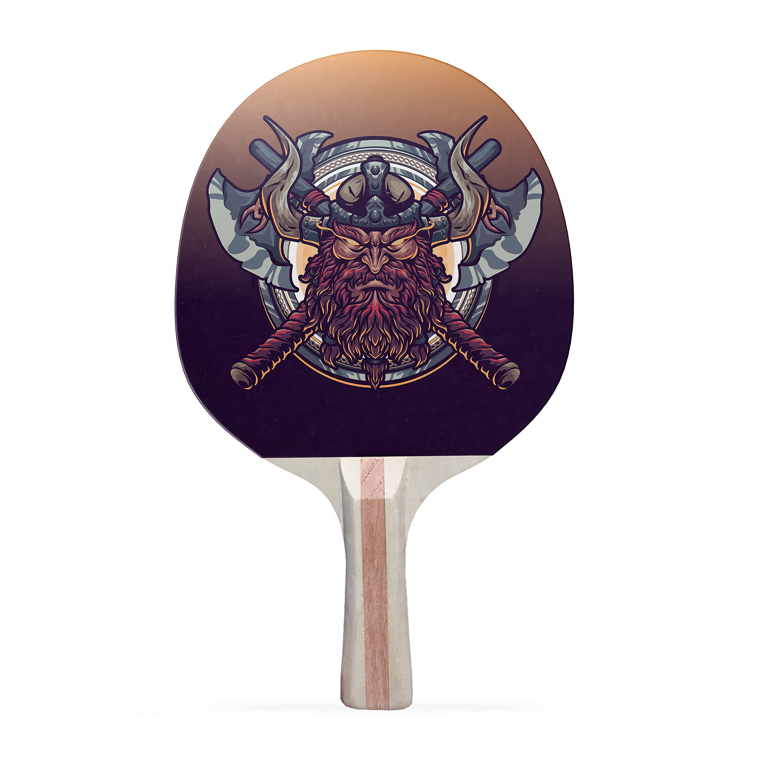 TigerTail Sports Viking Logo Colorful Design Ping Pong Paddle, Premium 5 Ply Table Tennis Racket (Black on Back)