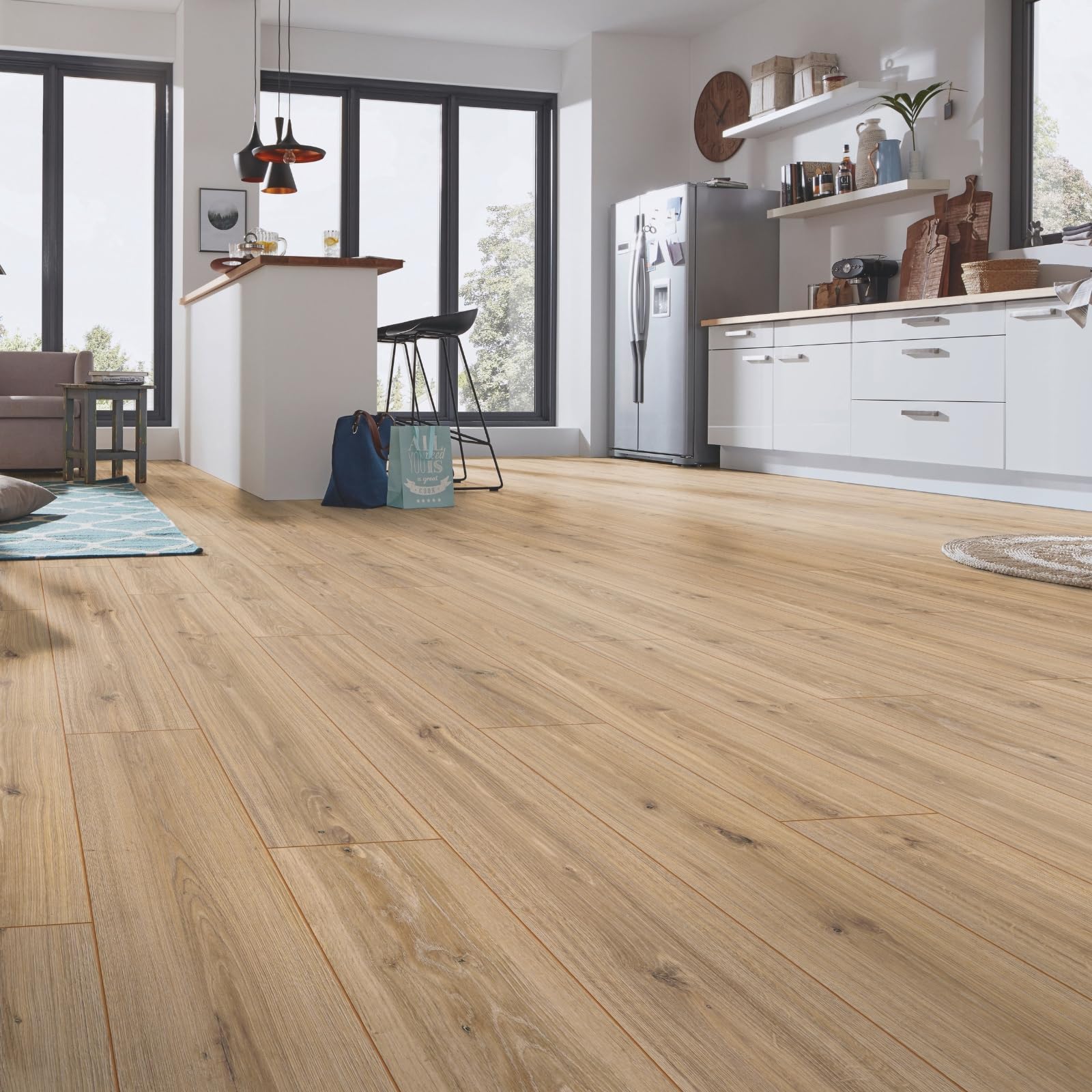 KRONOTEX Laminato Phalsbourg Rovere – Pavimento rustico dal design classico in legno, serie robusta, 188 × 1375 mm, spessore 12 mm, superficie strutturata, durevole e facile da pulire, 188 x 1375 mm