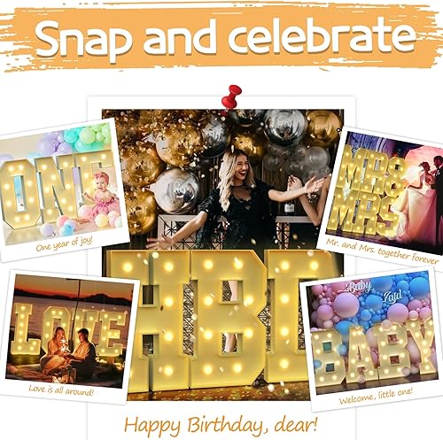 Miniatura 6 de imprsv Letras iluminadas de marquesina, letras de marquesina de 3 pies para cumpleaños, baby shower, decoración de boda, letras iluminadas para