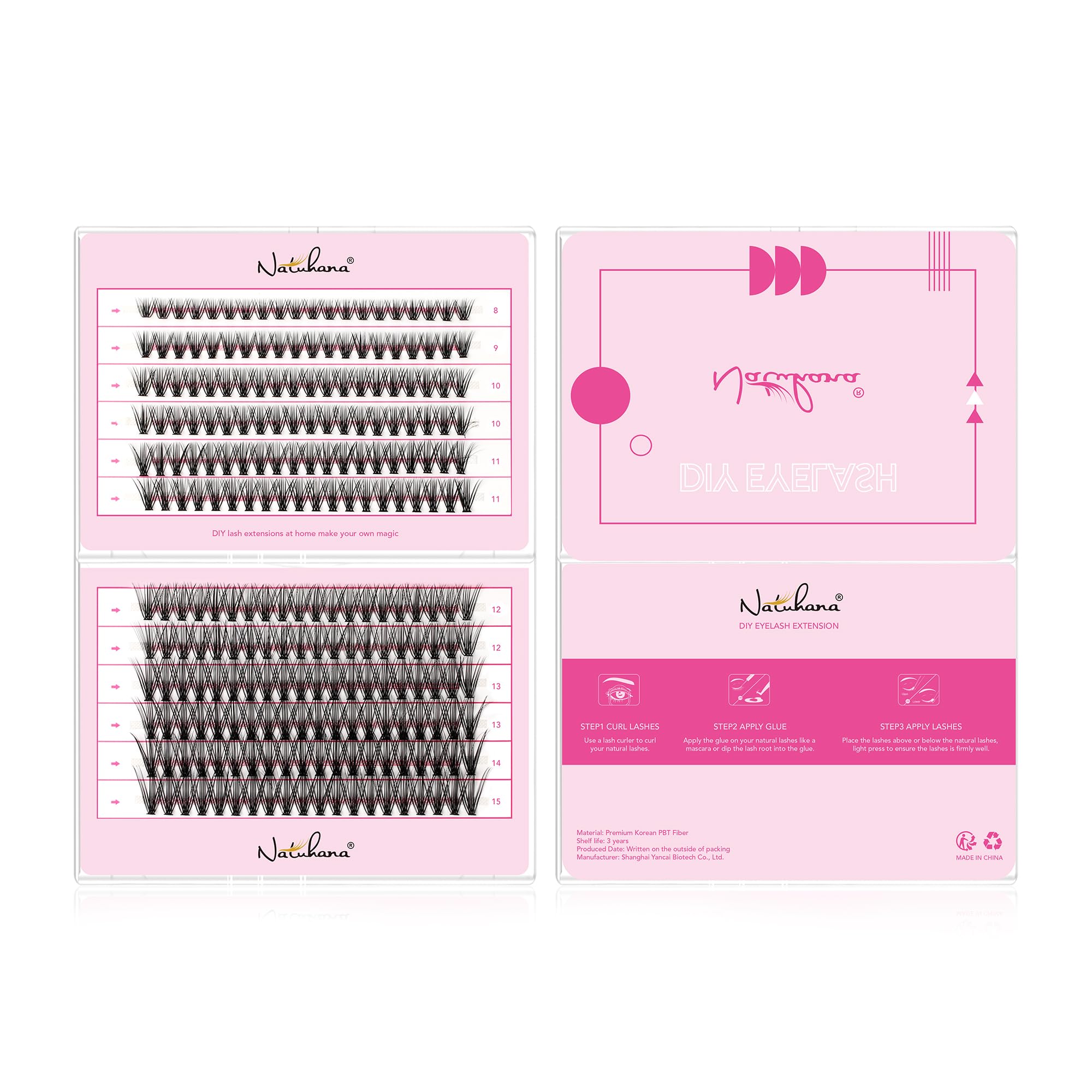 Ciglia Finte Ciuffetti, 240 PCS Ciglia Extension Kit 8-15mm Misto Naturali 0.07mm, DIY Eyelash Extension Cluster con Pinzette e Colla(30P, Nero, 8-15mm)