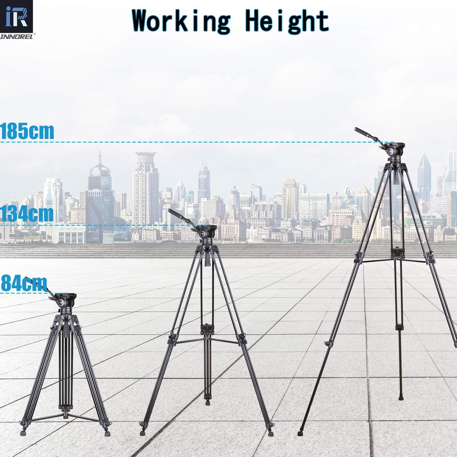 Uр Tо 40% оƒƒ Professional Video Tripod Kit-INNOREL VT80 Aluminum Camera Tripod with F80 Fluid Video Head and 75mm Bowl Adapter for Digital DSLR Camcorder DV, 185cm/72.8in Max Height, 26.5lb/12kg Max Load