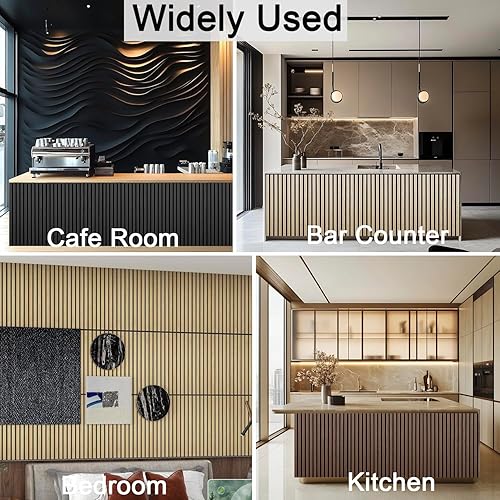 Miniatura 7 de Paneles de pared acústicos de madera de 94.5 x 23.6 pulgadas, paneles de pared 3D flexibles insonorizados, panel de listones de madera para