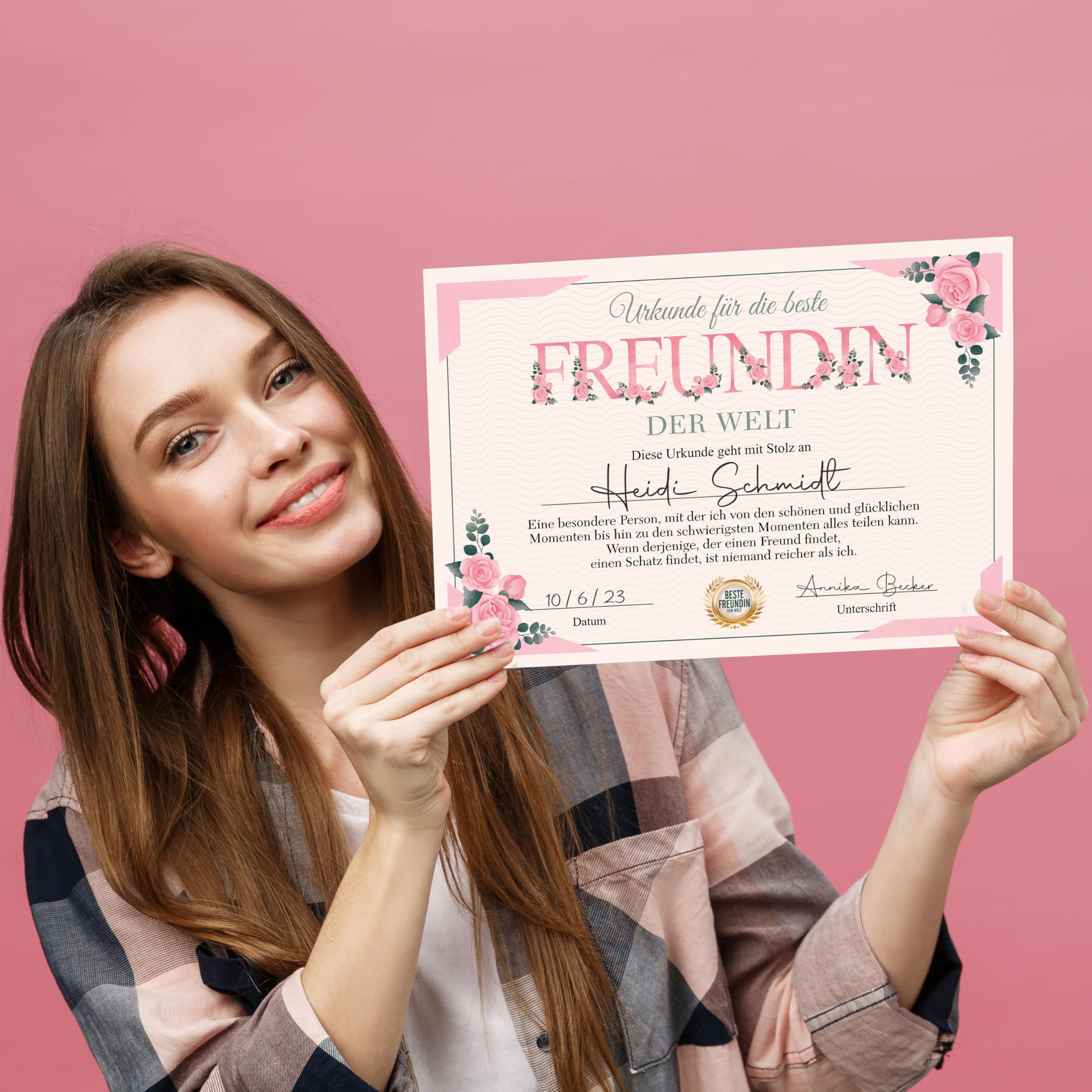 Geburtstagskarte Für Beste Freundin – Brünett & Roter Kopf Design, 12,7 X 17,8 Cm, Inkl. Umschlag