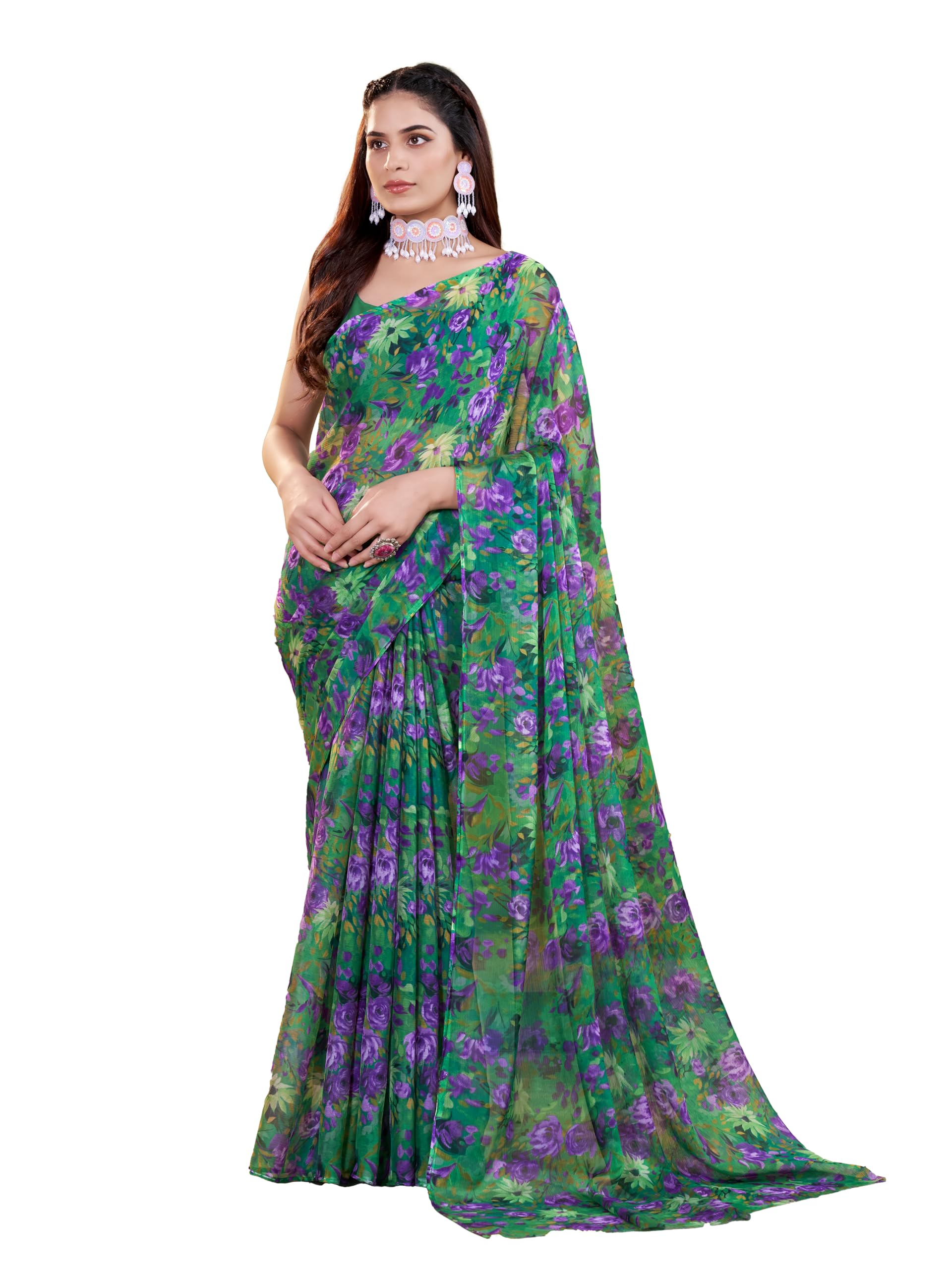 garden vareli Floral Print Nara Chiffon Saree-picture-19