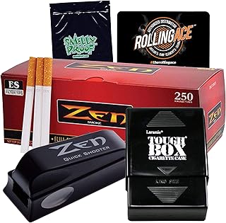 Zen Red Cigarette Tubes Bundle - 750 Non-Tobacco Smoke Tubes with Cigarette Filter for Herbal Cigarettes with Smoking Accessories that include Cigarette Roller Machine, Cigarette Case Holder, Smell Proof Storage Bag and Premium Scoop Card by Rolling Ace