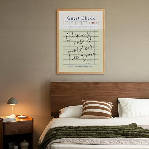 Miniatura 6 de Licpach Divertido póster de lienzo con diseño de cuadros de invitado, diseño de Chef Was Cute Would Eat Here Again, decoración de pared de cocina de