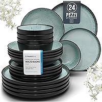 Servizio Piatti Ibiza in Grès per 6 Persone, 24 Pezzi Set Piatti Moderni Compatibile