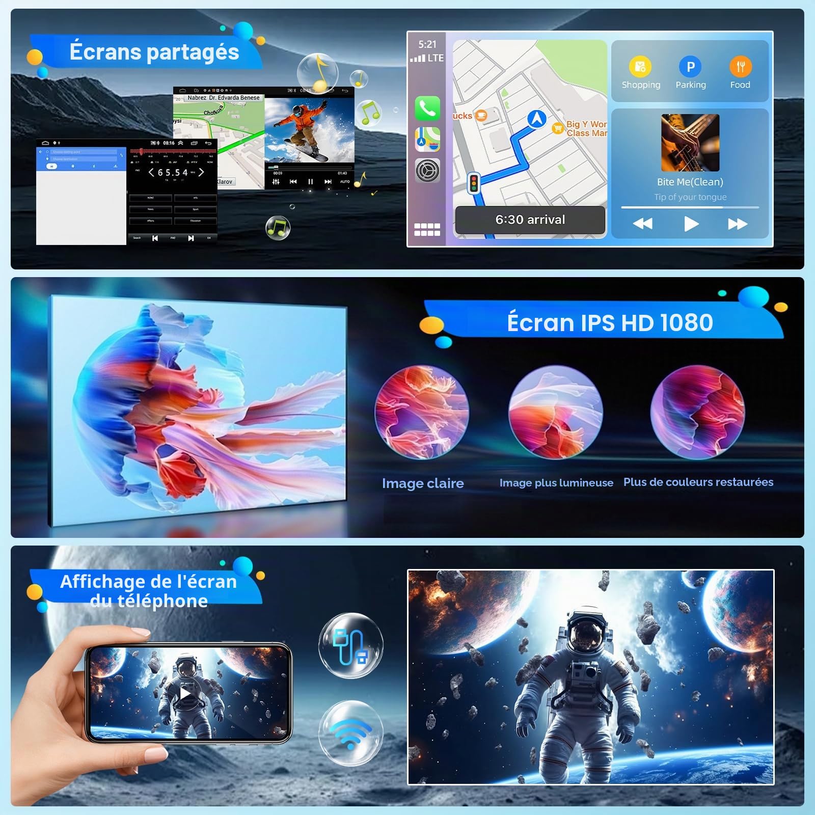 Android Autoradio 2 Din Compatible pour Mercedes C Class W204 S204 9" Écran Tactile Android 13 sans Fil Carplay avec GPS Navigation sans Fil Carplay Android Auto Bluetooth Voiture Caméra Arrière