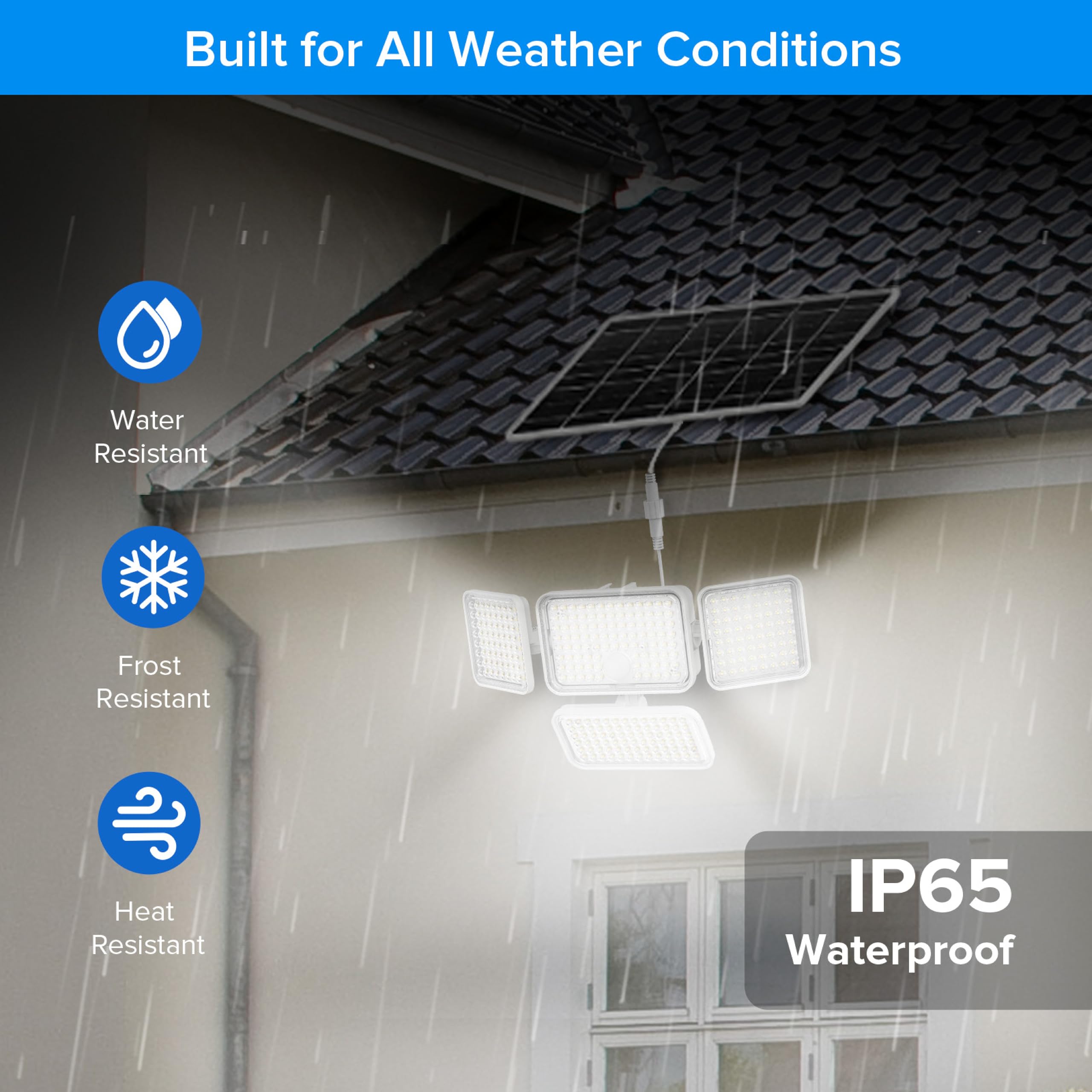SANSI Lampada Solare da Esterno con Sensore di Movimento, 12W 1500lm Luce di Sicurezza con Telecomando, 3 Modalità di Illuminazione PIR, 6000mAh, Impermeabile IP65 per Patio Giardino Garage Veranda