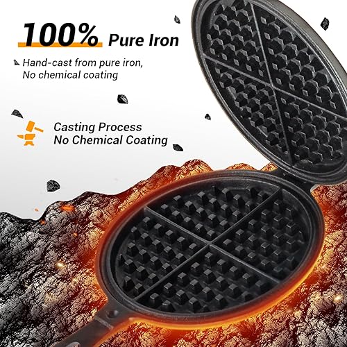 Miniatura 5 de Estufa profesional de hierro fundido de 8 pulgadas  Cuerpo grueso de 8 libras, calentamiento rápido, superficie sin recubrimiento, hierro fundido