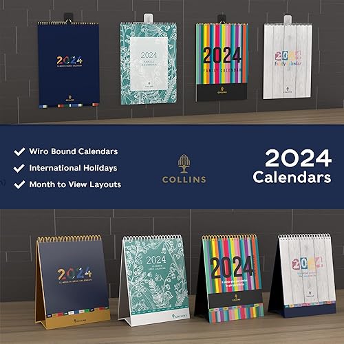 Miniatura 5 de Collins Essential Calendario de escritorio 2024  Pequeño y lindo calendario mensual 2024  Planificador de escritorio de 12 meses encuadernado con