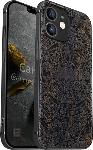 Miniatura 53 de Carveit Funda magnética de madera para iPhone 12 Pro [madera natural y TPU suave negro] a prueba de golpes, funda de madera única y elegante
