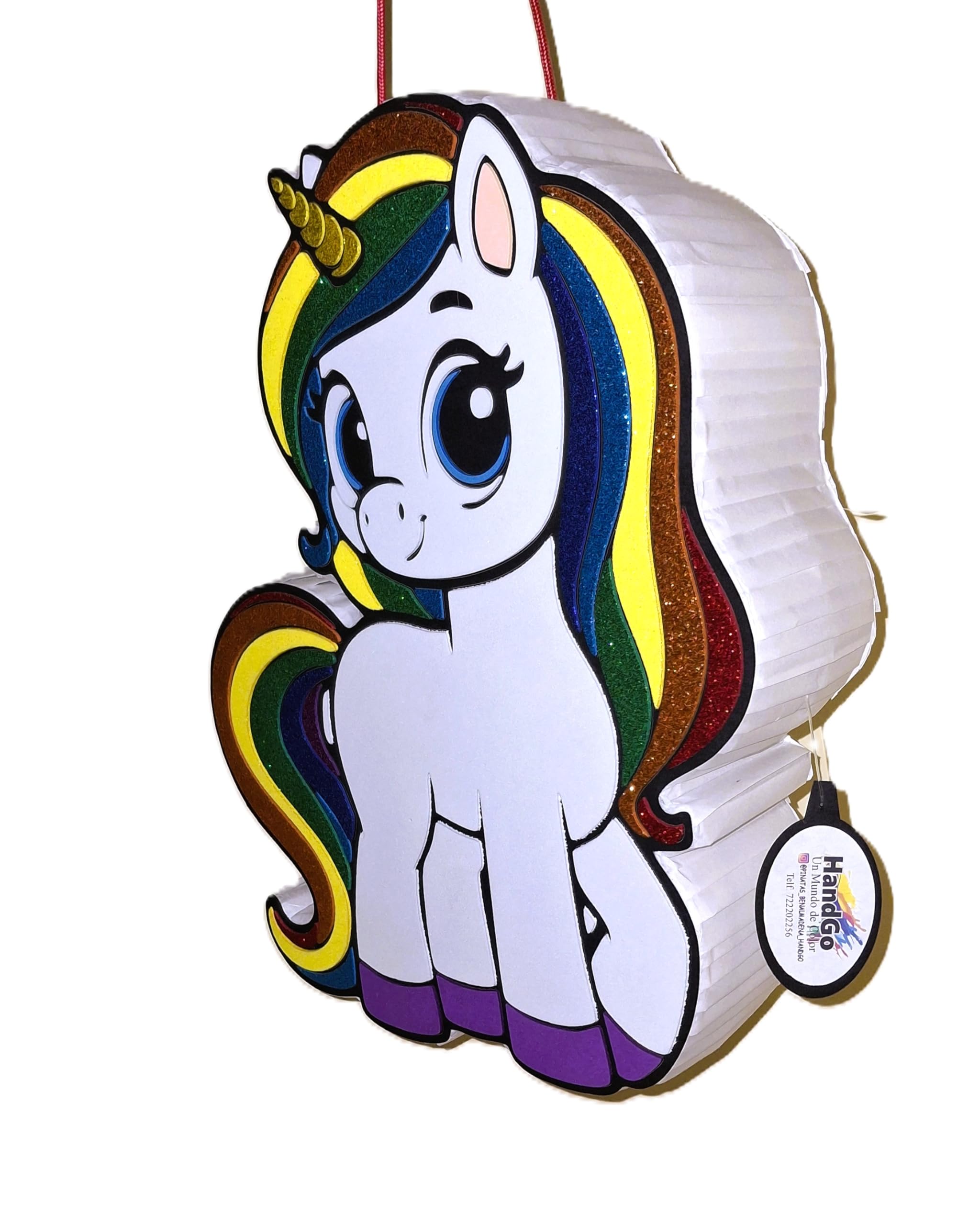 Piñata cumpleaños infantil hecha a mano Unicornio (Grande 60x45x10 Centímetros)