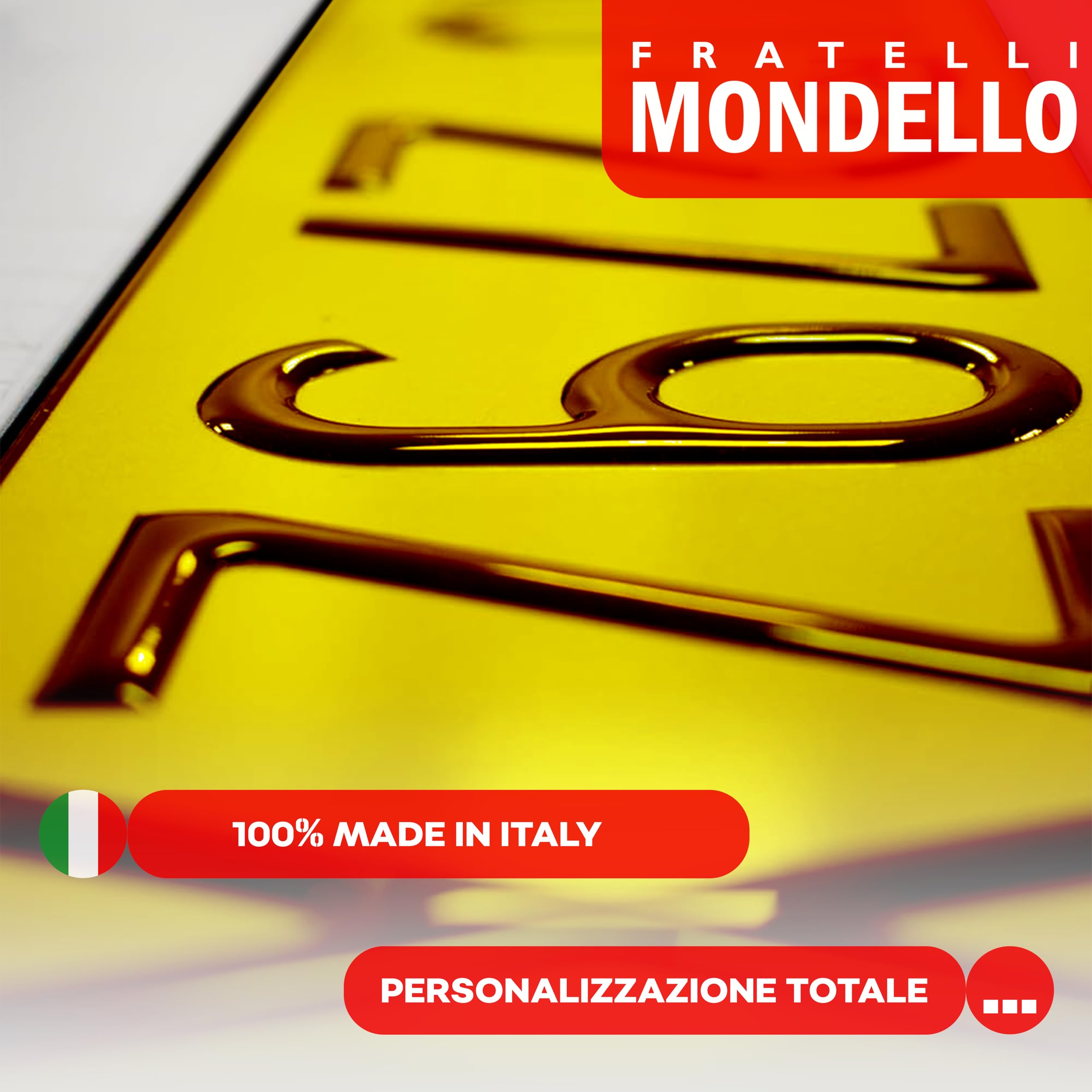 Fratelli Mondello Targa a Rilievo Ripetitrice in Alluminio Catarifrangente Gialla per Carrelli, Rimorchi, Roulotte, Portabici, Carrelli Appendice e Rimorchi Agricoli