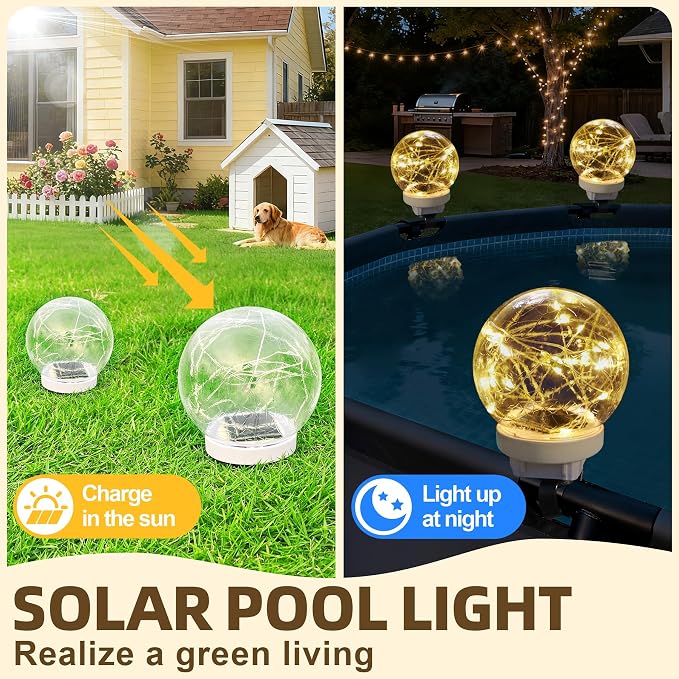 Luces solares para piscina flotantes, 2 uds, modo múltiple, waterproof miniatura 3