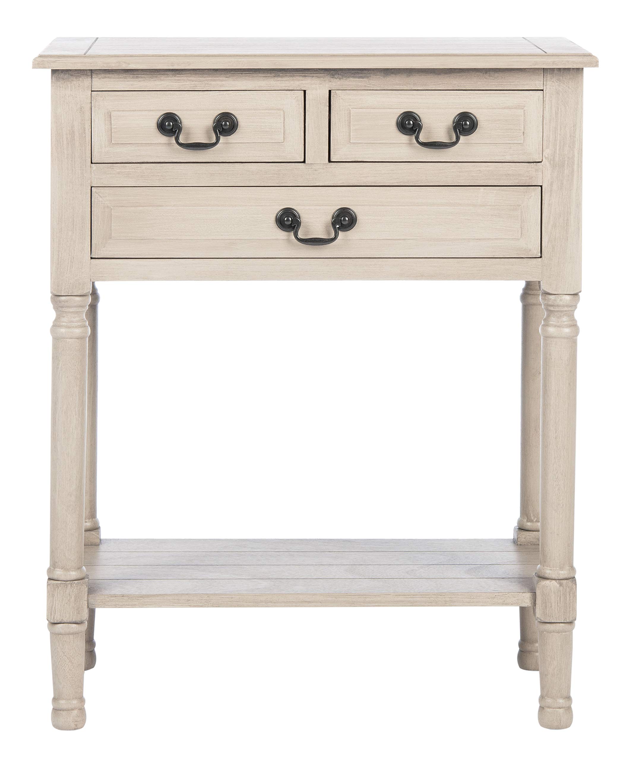 SAFAVIEH Home Collection – Primrose Greige Console Table with Three Drawers & Shelf, Classic Contemporary Storage Console, Compact Entryway Design (
