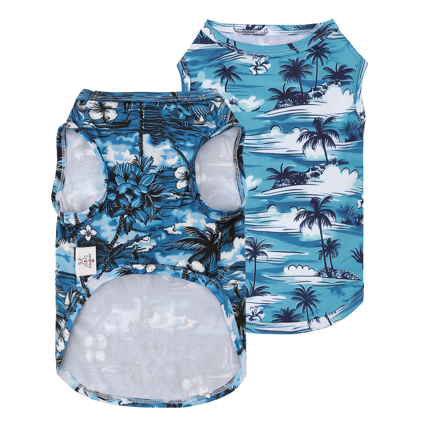 CuteBone Dog Shirts 2-Pack Soft Pet Clothes Breathable Summer Vest for Small Puppy and Stretchy Cat Apparel 2BX19S