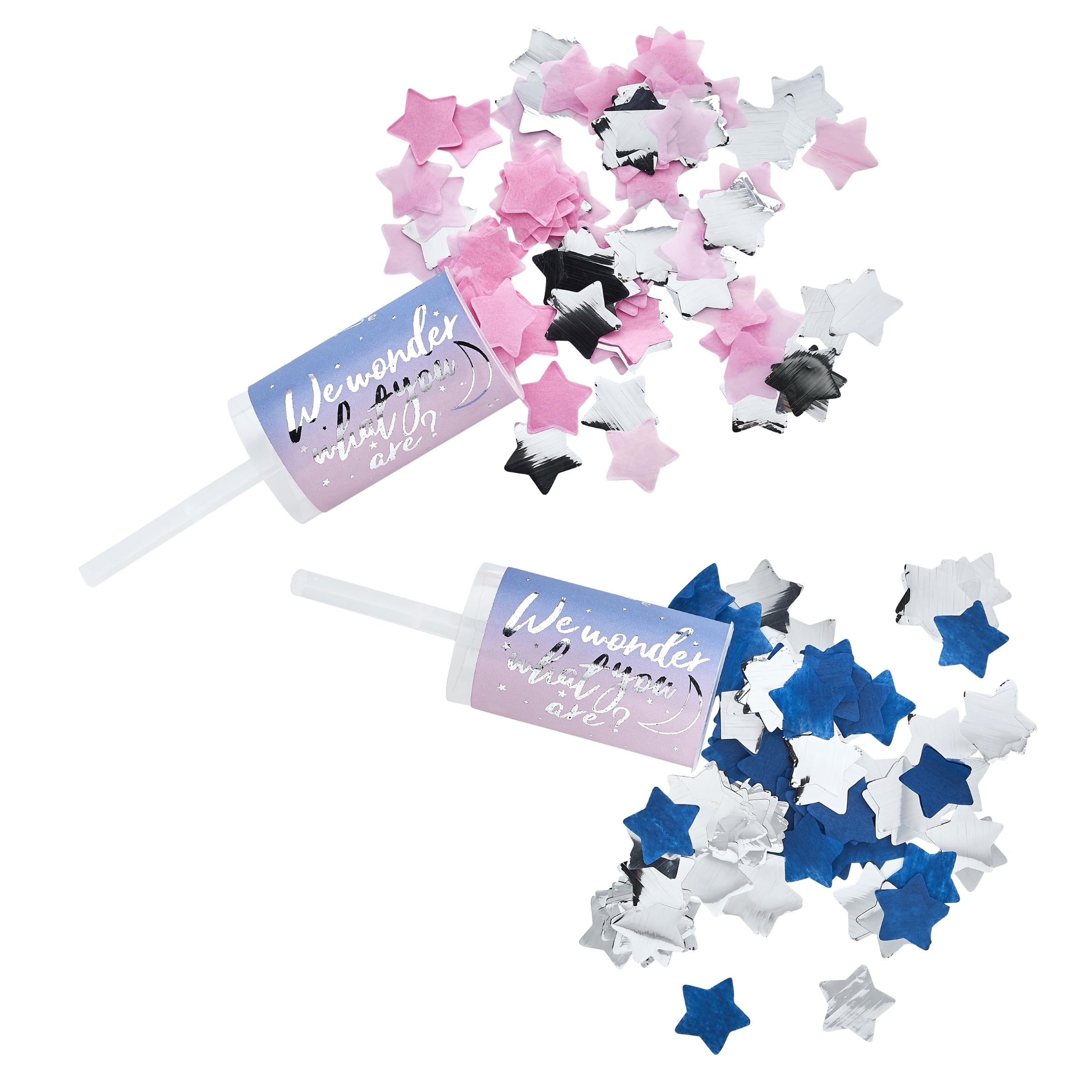 Gender Reveal Confetti Push Pops, Pack of 2, Baby Shower Party Reveal Accessories
