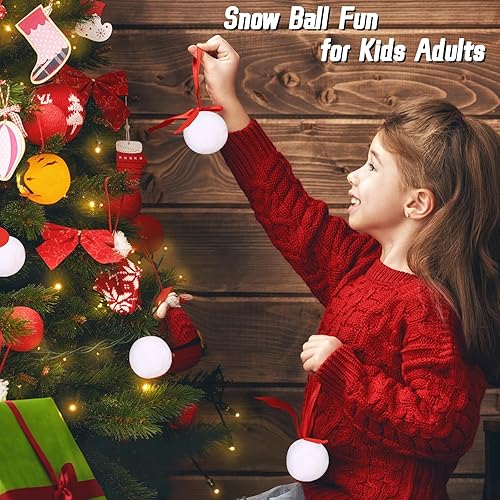 Miniatura 6 de Juego de 200 bolas de nieve para interiores de 3 pulgadas, decoración navideña de bolas de nieve falsas, diversión de felpa para niños y adultos,