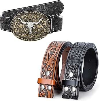 Amazon.com: SANSTHS Mens Western Belts, 1 Cowboy Belt Buckle & 3