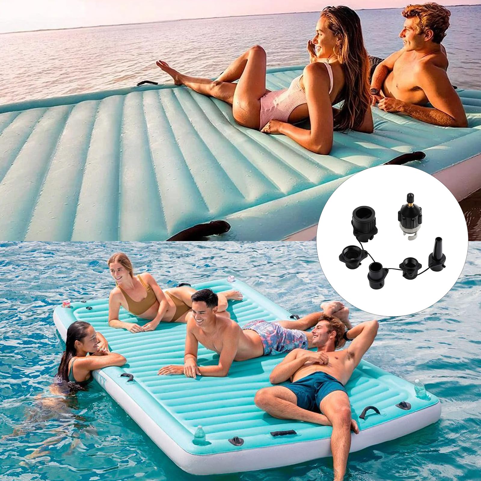 Sup adapter do zaworu SUP, adapter do pompy, adapter sup z 4 dyszami gazowymi, do pontonów, deski SUP, nadmuchiwanego łóżka