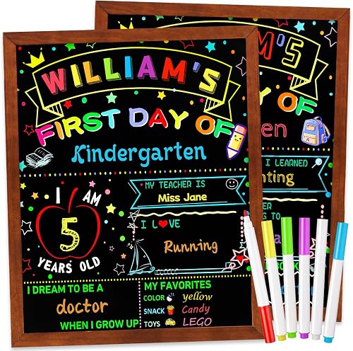 43% off deal for Multiwins First and Last Day of School Double Sided Sign with Frame- 14”x11” Reusable Dry Erase Board with 6 Colorful Liquid Chalk on Amazon