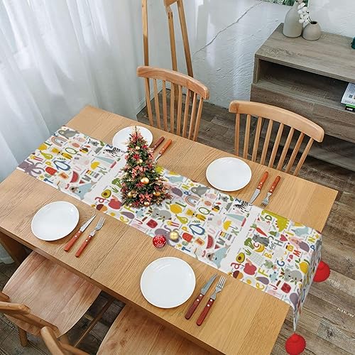 Vista 28 de Christmas Table Runner 60 Inches Long Fall Table Runner for Dining Table Christmas Decorations Coffe Table Runner with Tassels Kitchen & Table