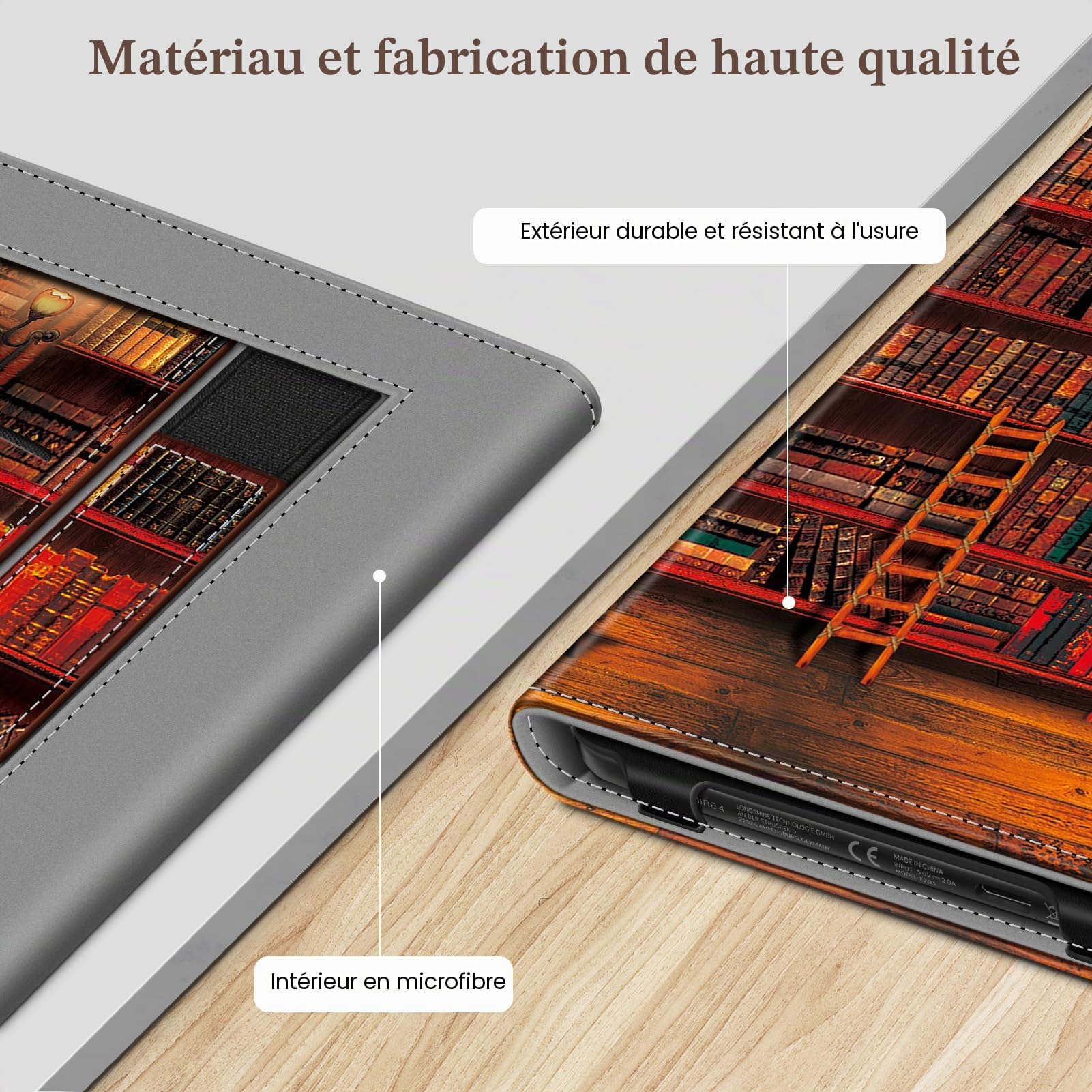 FINTIE Étui Compatible avec 6” Kobo Clara Colour/BW 2024 et Kobo Clara 2E 2022 - Coque Liseuse Housse avec Béquille, Fente pour Carte et Dragonne, Bibliothèque