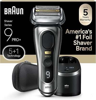 Braun Shavers for Men, Braun Series 9 Pro+ Electric Foil Shaver, Precision Long Hair Trimmer, Wet & Dry with SmartCare Center, 9567cc, Silver, 1 Pack (Count of 3)