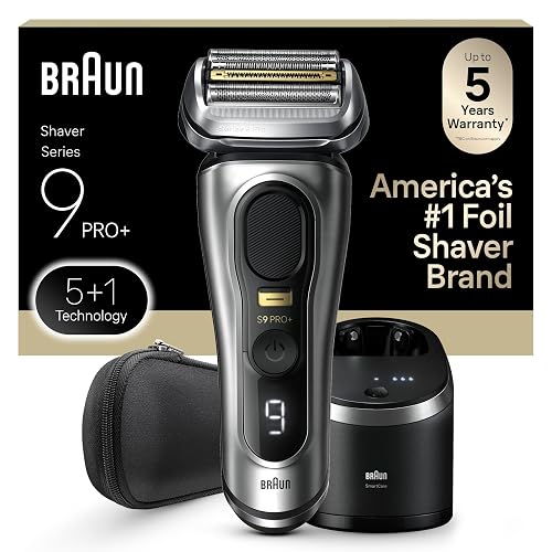 Braun Series 9 PRO+ Electric Razor for Men, 5 Pro Shave Elements & Precision Long Hair Trimmer, 6in1 SmartCare Center, Wet & Dry Electric Shaver for Smooth Skin with 60min Battery Runtime, 9567cc